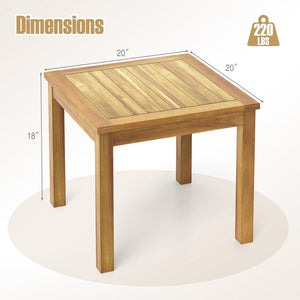 Teak Wood Outdoor Side Table – 20" Square Patio End Table