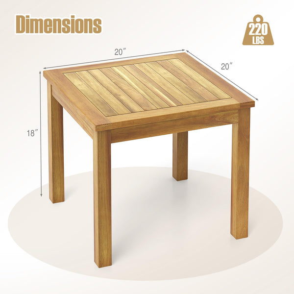 Teak Wood Outdoor Side Table – 20" Square Patio End Table