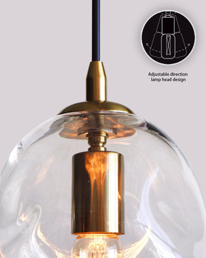 Clear Glass Globe Pendant Lights with Brass Hardware