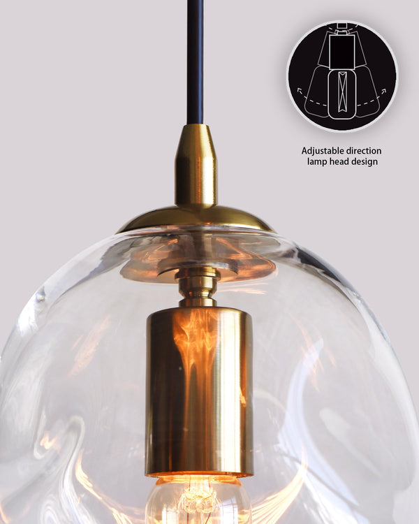 Hand Blown Glass Globe Pendant Light – Clear & Gold