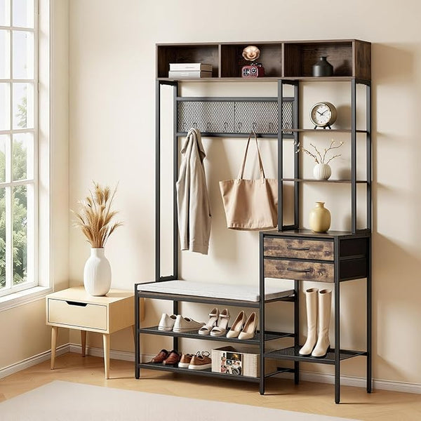 Hall Tree with Bench & Shoe Storage