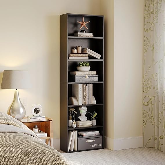 6-Tier Open Bookcase with Storage Shelves