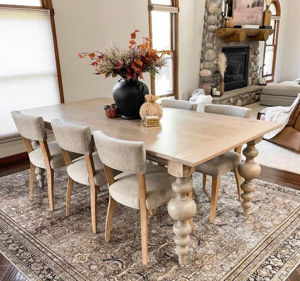 Chunky Pine Dining Table Legs Set of 4 with Large Center Ball