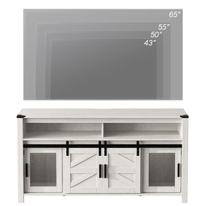 Farmhouse TV Stand with Sliding Barn Doors