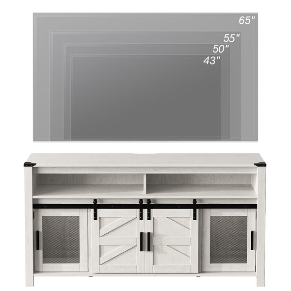 Farmhouse TV Stand with Sliding Barn Doors