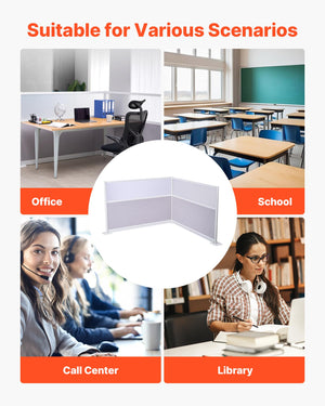 2-Pack Freestanding Office Partition with Frosted Acrylic Windows