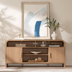 TV Stand for TVs Up to 65" with Storage Cabinet & Adjustable Shelves