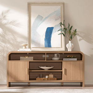 TV Stand for TVs Up to 65" with Storage Cabinet & Adjustable Shelves