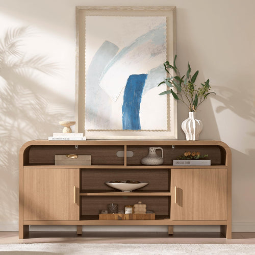 TV Stand for TVs Up to 65" with Storage Cabinet & Adjustable Shelves