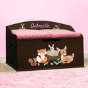 Personalized Woodland Creatures Toy Box with Soft-Close Lid