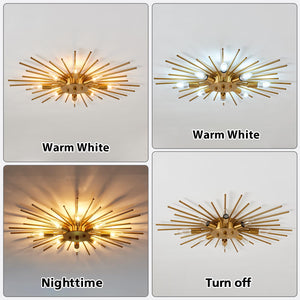 8-Light Semi Flush Mount Sputnik Ceiling Light