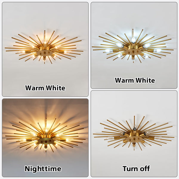 8-Light Semi Flush Mount Sputnik Ceiling Light
