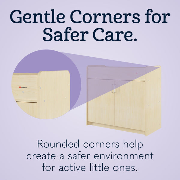 Commercial Daycare Changing Table with Locking Cabinet and Built-In Shelves