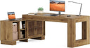 L-Shaped Executive Desk with File Cabinet