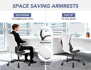 Ergonomic Office Chair with Inflatable Lumbar Support & Flip-Up Arms