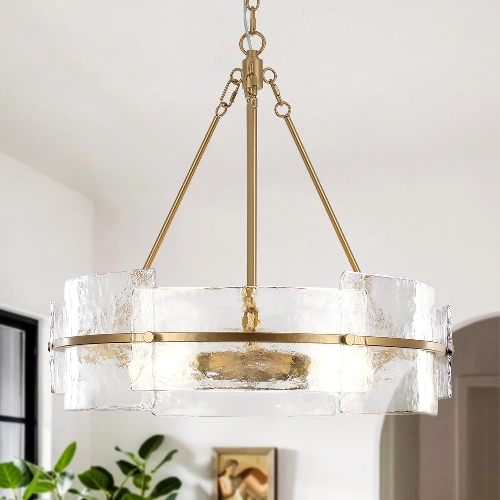 Round Glass Chandelier 22-Inch | Dining Room & Foyer Ceiling Light