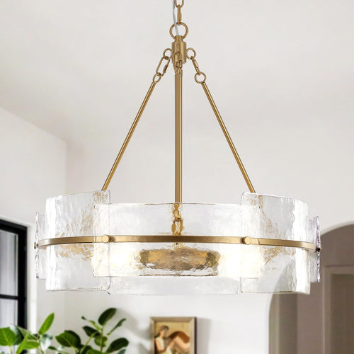 Round Glass Chandelier 22-Inch | Dining Room & Foyer Ceiling Light