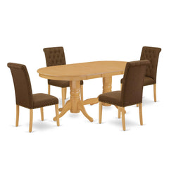 5-Piece Butterfly Leaf Oval Dining Set with Upholstered Chairs