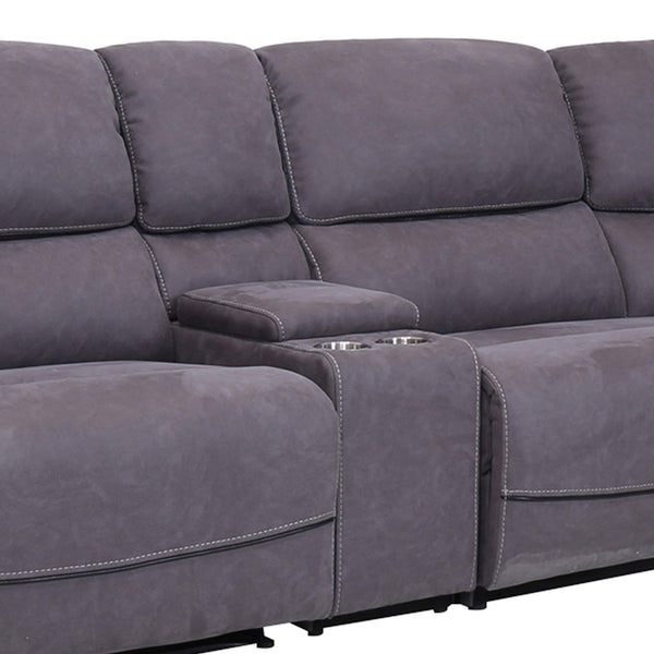 6-Piece Power Reclining Curved Sectional Sofa with Storage Console