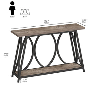 47-Inch Industrial Console Table with Shelves