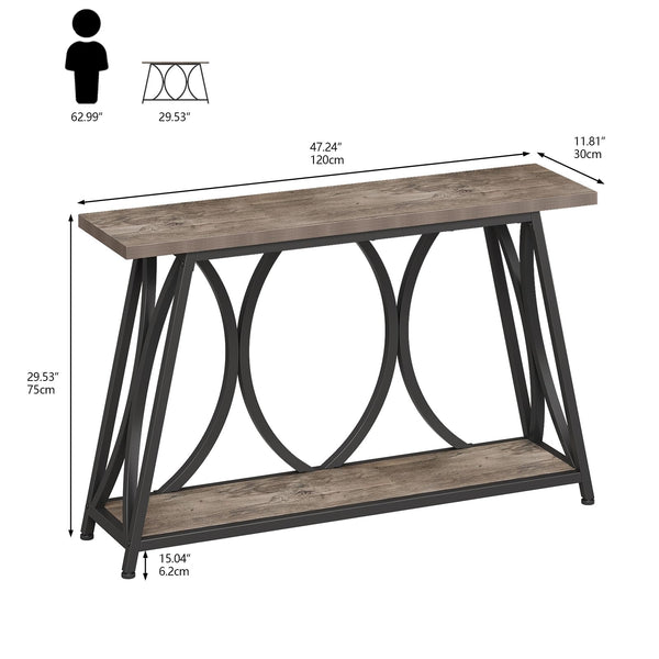 47-Inch Industrial Console Table with Shelves