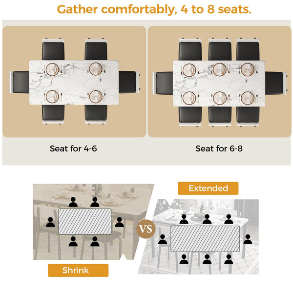 5-Piece Extendable Dining Table Set with 4 Upholstered Chairs