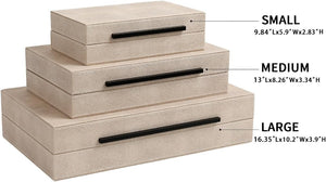 Faux Leather Decorative Boxes with Lids – Set of 3 Nesting Storage Boxes