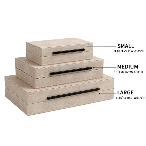 Faux Leather Decorative Boxes with Lids – Set of 3 Nesting Storage Boxes