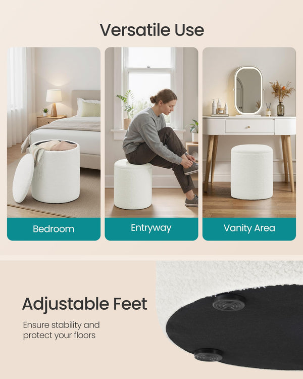 Round Storage Ottoman Set of 2 with Removable Lid