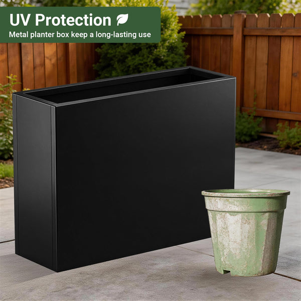 Metal Rectangular Outdoor Planter Box with Drainage Holes