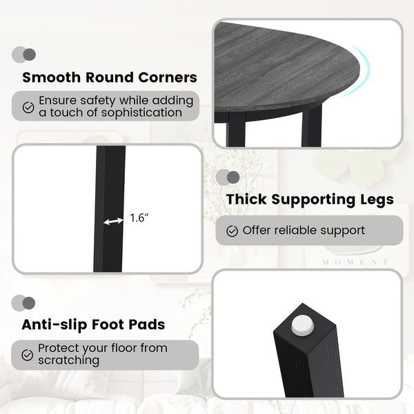 Oval Dining Table for 2-4, Rubber Wood Legs