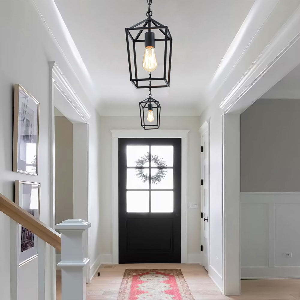 Farmhouse Pendant Lights 2-Pack – Metal Cage Ceiling Hanging Lamps