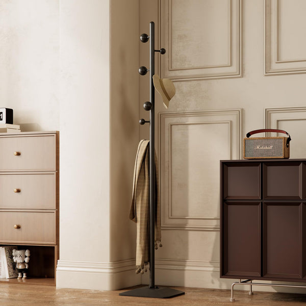 Metal Freestanding Coat Rack with 7 Hooks and Heavy Base