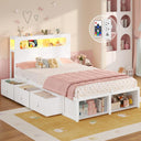 Twin Storage Bed Frame with LED Headboard & Power Outlets