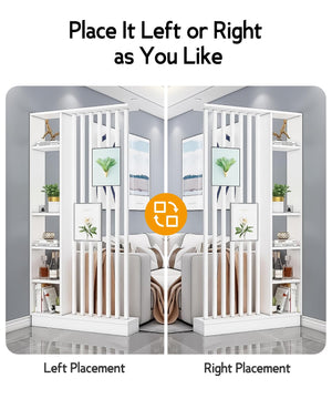 Freestanding Wood Room Divider with Storage Cabinet & Display Shelves
