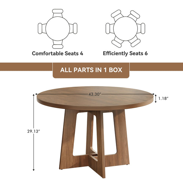 Round Dining Table – MDF Top, 43-Inch, 300 lb Capacity