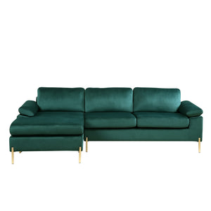 101" L-Shaped Velvet Sectional Sofa with Chaise