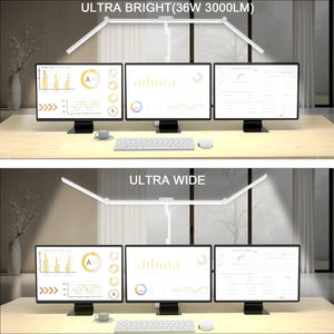 36W Ultra-Wide LED Desk Lamp with Base, Adjustable Swing Arm & Remote
