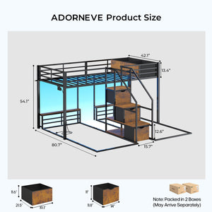 Triple Bunk Bed with Storage Staircase, RGB Lights & Charging Station – Twin Over Twin