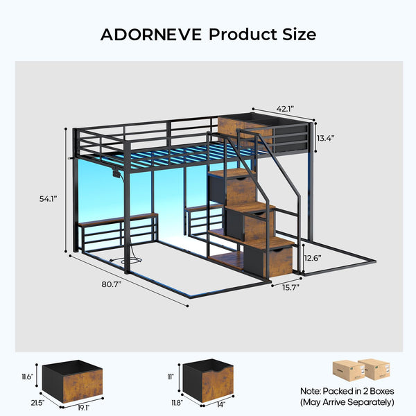 Triple Bunk Bed with Storage Staircase, RGB Lights & Charging Station – Twin Over Twin