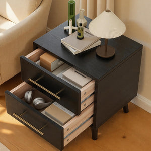 6-Drawer Dresser & 2-Drawer Nightstands Set – 3-Piece Bedroom Set, Black