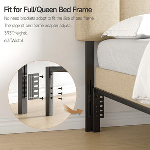 Adjustable Linen Headboard with RGB LED & Storage – Full/Queen/King