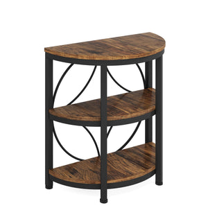 Half Round End Table with 3-Tier Shelves – Set of 2