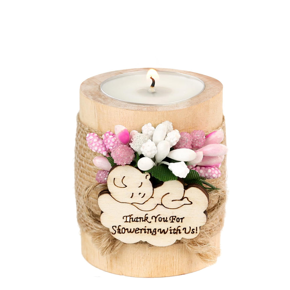 50-Piece Wooden Tealight Candle Holder Set – Baby Shower Party Favors