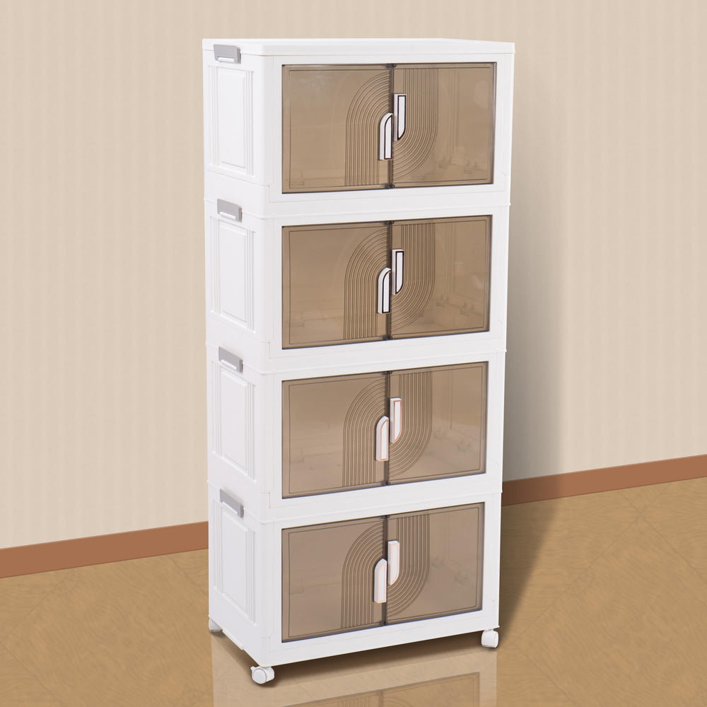 Foldable Stackable Storage Bins with Lids, Doors & Wheels