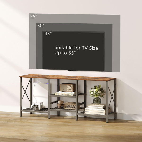 TV Stand for 55 Inch TV with 3-Tier Open Shelves