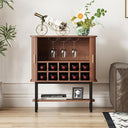 Wine Bar Storage Cabinet with Sliding Doors & Glass Holder