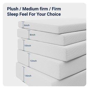 King Mattress 12 Inch with Bamboo Charcoal Memory Foam, Cooling & Pain Relief