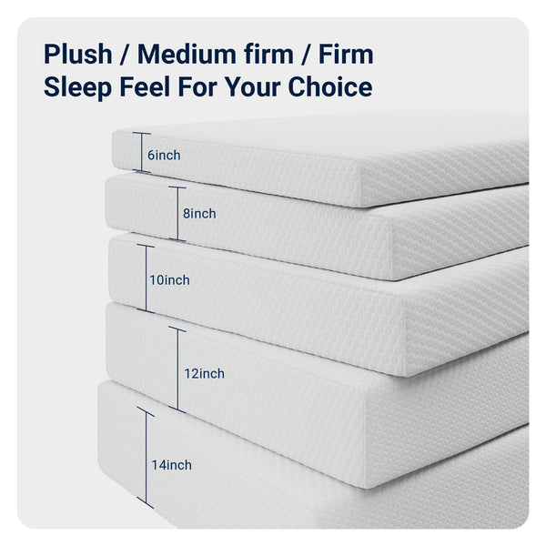 King Mattress 12 Inch with Bamboo Charcoal Memory Foam, Cooling & Pain Relief