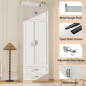 Armoire Wardrobe with Drawers & Hanging Rod